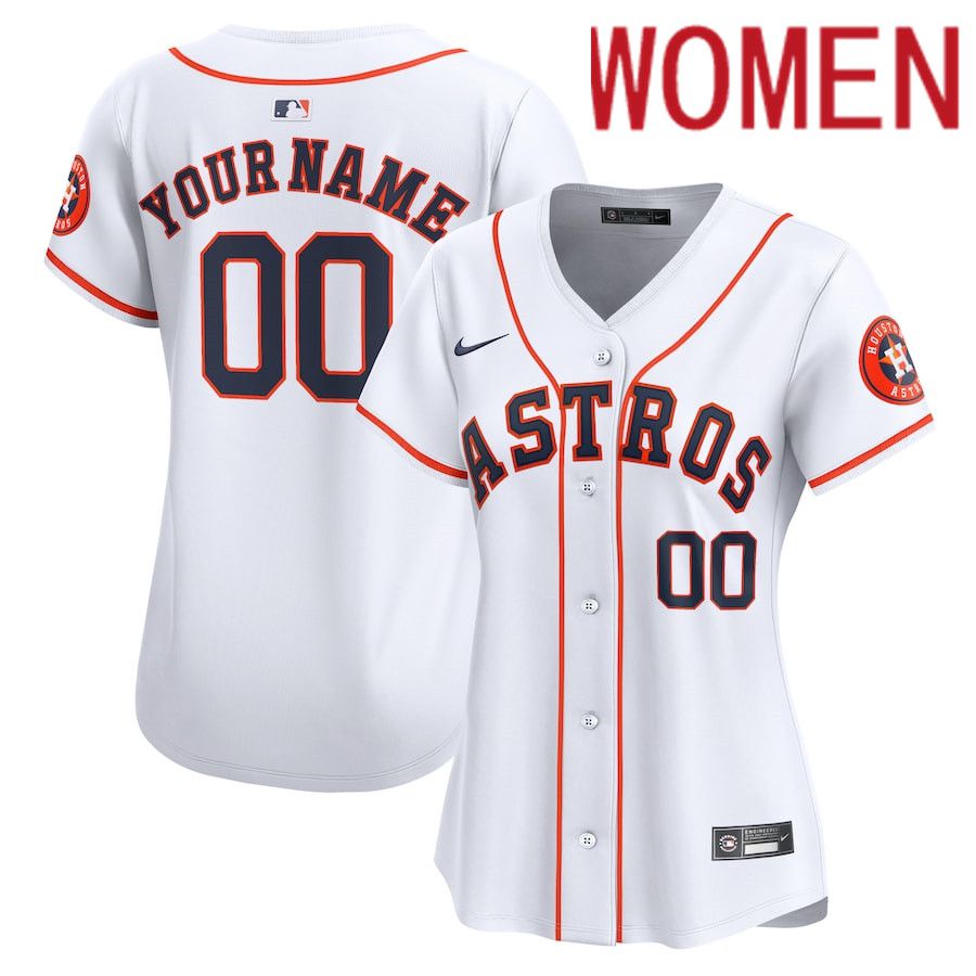 Women Houston Astros Nike White Home Limited Custom MLB Jersey->->Custom Jersey